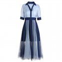 2021 spring and summer new female 1906103 sexy celebrity temperament personality contrast stitching mesh dress