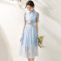 2005309-2021 spring and summer new French romantic age reduction small fresh retro Plaid Dress