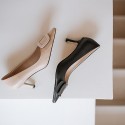 Square button nude pointed high heels women's new sexy style in spring 2020