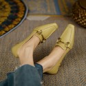 French small square head simple metal button medium heel shoes 2021 new Korean thin heel wine cup with sexy high heels