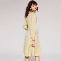 1924305-2021 autumn French new style women's slim fashion retro age reduced Lapel solid color medium dress