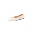 2021 summer new round head flat heel bow Mary Jane single shoes shallow mouth Korean version simple Doudou shoes button