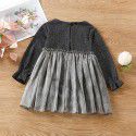 EW foreign trade children's wear 2021 autumn new girl's black gold knitting puffy dress 1887