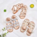 Amazon girls' sandals 2021 new bowknot girls' shoes summer children's shoes golden silver student shoes