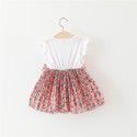 EW foreign trade children's dress new summer fake two pieces baby girl floral skirt 1941