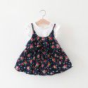 EW foreign trade children's dress new summer fake two pieces baby girl floral skirt 1941