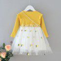 Foreign trade children's mesh dress 2020 new children's dress fake two lovely children's dress one hair