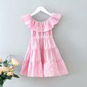 EW foreign trade children's wear 2020 new CUHK girl's dress with one neck stripe and lotus leaf skirt q122