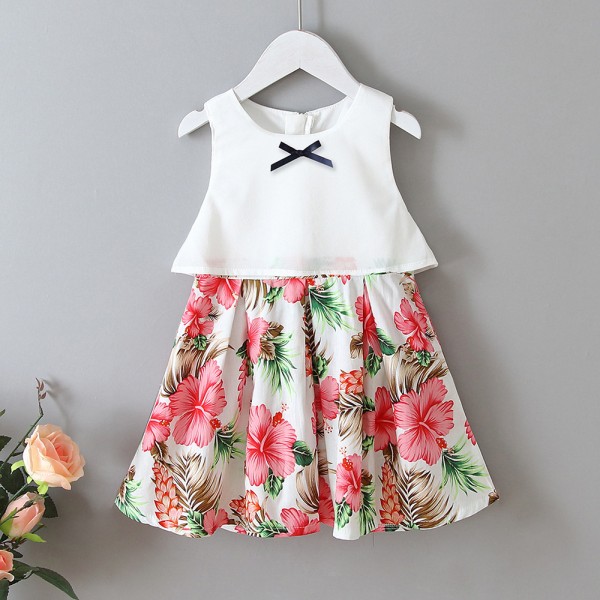 EW foreign trade children's wear 2020 summer new dress girl's bow flower princess skirt q164