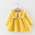 EW foreign trade children's dress autumn 2020 solid color lace collar skirt girl's long sleeve skirt m726