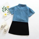 Baby children's suit denim skirt 2020 summer new Korean wash Lapel denim shirt suit skirt