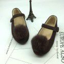 Factory direct sales 19 winter baby plush shoes real rabbit hair lovely princess girl's shoes Korean children's cotton shoes
