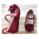 Spring and autumn 2018 girls' super fiber shoes camellia flower princess shoes baby single shoes children's shoes