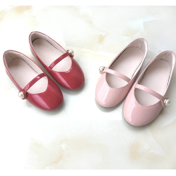 2019 spring and autumn Korean patent princess shoes Girl Pearl lady shoes show children's student shoes