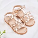 Amazon girls' sandals 2021 new bowknot girls' shoes summer children's shoes golden silver student shoes