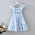 EW foreign trade children's wear 2020 new CUHK girl's dress with one neck stripe and lotus leaf skirt q122
