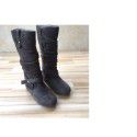 Factory direct sales children's leather boots girls plush leather boots Princess boots high boots a hair