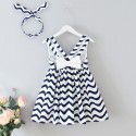EW foreign trade children's wear 2020 Xiaxin girls wave fashion stripe V-neck open back bow dress q145-2