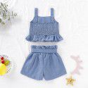 EW foreign trade children's wear European and American baby children's jeans two piece bow set