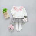 Off season Taobao children's 2020 spring new Korean girls' petal collar T-shirt 1701