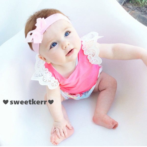 Ins foreign trade children's wear European and American summer wear new baby baby lace flying sleeve vest B12