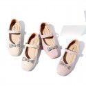 Children's shoes new 2021 spring and autumn girls' single shoes women's treasure princess shoes diamond BOW FLAT SHOES