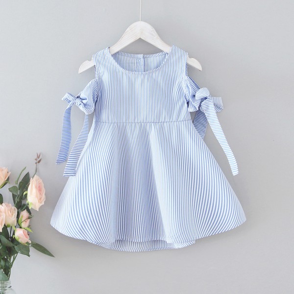 EW foreign trade children's wear spring and summer 2020 new foreign style girl's striped sleeveless butterfly dew back dress q124