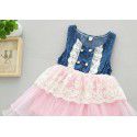 Foreign trade children's clothing 2020 summer new Korean girls lace denim dress vest skirt 1719