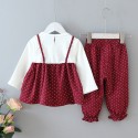 EW foreign trade children's clothing 2020 girls autumn new wave point fake two-piece clothes + pants two-piece set tz98