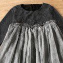 EW foreign trade children's wear 2021 autumn new girl's black gold knitting puffy dress 1887
