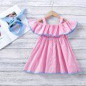 EW foreign trade children's wear 2021 summer new dress lattice Sling Shoulder skirt hair band 1957