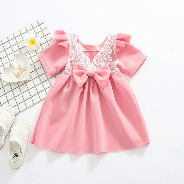 EW foreign trade children's wear 2020 summer new eBay girls' short sleeve lace princess skirt 1933