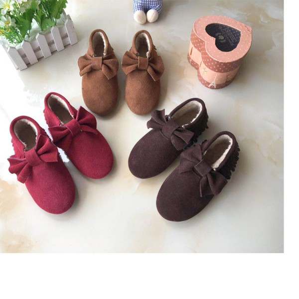 Winter 2019 new girls' cotton shoes Plush children's cattle leather boots Korean children's cotton shoes