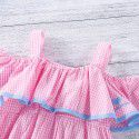 EW foreign trade children's wear 2021 summer new dress lattice Sling Shoulder skirt hair band 1957