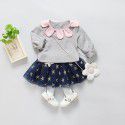 Off season Taobao children's 2020 spring new Korean girls' petal collar T-shirt 1701