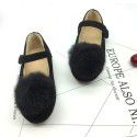 Factory direct sales 19 winter baby plush shoes real rabbit hair lovely princess girl's shoes Korean children's cotton shoes