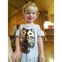 0.5 one foreign trade children's clothing European and American girls T-shirt owl long tassel short sleeve T-shirt t181