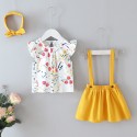 EW foreign trade children's clothing 2020 summer new girl's suit flower print top yellow strap skirt suit hp17