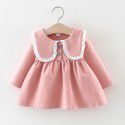 EW foreign trade children's dress autumn 2020 solid color lace collar skirt girl's long sleeve skirt m726