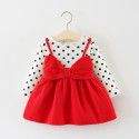 EW foreign trade children's Dress Girls' skirt autumn dress 2020 Korean fashion children's long sleeve fake 2 pieces princess skirt 1995