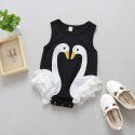 Ins children's clothing foreign trade girl's one-piece baby clothing Swan lace triangle climbing suit K42