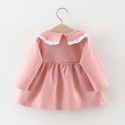EW foreign trade children's dress autumn 2020 solid color lace collar skirt girl's long sleeve skirt m726