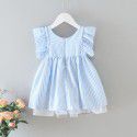 EW foreign trade children's dress 2020 girl's dress summer dress foreign style bow stripe girl's princess skirt q168