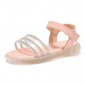 Girls' sandals 2021 new summer princess shoes transparent diamond beach shoes soft sole pink net red shoes wholesale