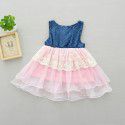 Foreign trade children's clothing 2020 summer new Korean girls lace denim dress vest skirt 1719