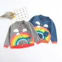 1.3 generation hair EW foreign trade children's clothing autumn winter 2020 ins rainbow stripe sweater cardigan 1895