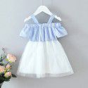 EW foreign trade children's dress 2020 new summer children's skirt stripe sling bow net princess skirt q172