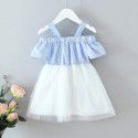 EW foreign trade children's dress 2020 new summer children's skirt stripe sling bow net princess skirt q172
