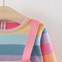 EW size suit fall 2020 new rainbow strap skirt suit long sleeve color stripe suit tz65