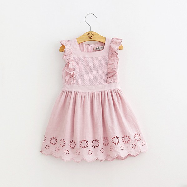 EW foreign trade children's clothing 2020 summer new girl's dress cut out Lace Baby vest princess skirt 1965
